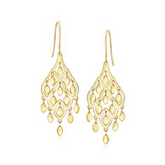 Ross-Simons - Italian 10kt Yellow Gold Chandelier Earrings. Canaria fine jewelry. Perfect for everyday wear, these genuine 10kt gold wardrobe essentials are fashionable, fun and designed to last a lifetime. Strong and durable, our collection of gold classics is always a great value. Elevate any outfit with these charming 10kt yellow gold chandelier earrings from Italy. Hanging length is 1 7/8". Earwire, 10kt yellow gold chandelier earrings. Gold Wardrobe, Yellow Chandelier, Beaded Chandelier Earrings, Gold Chandelier Earrings, Soft Autumn, Beaded Chandelier, Fine Jewelery, Gold Chandelier, Rose Gold Jewelry