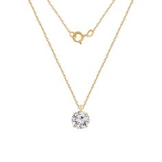 Crafted with 14K solid gold and the most brilliant cut stone, this solitaire necklace exudes a luxurious shine that will last a lifetime. Pair it with our solid gold earrings to complete your look. STONE: Cubic Zirconia METAL: 14K Solid Gold CARAT: From 0.5 carats to 3 carats MEASUREMENT: 18-inch chain with spring ring clasp CODE: JEP26855 Thick Chain Necklace, Diamond Videos, 14k Yellow Gold Necklace, Solitaire Necklace, Diamond Solitaire Necklace, Solitaire Pendant Necklace, Round Pendant Necklace, Solid Gold Earrings, Dainty Gold Necklace