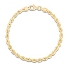 Perfect for layering, this timeless men's solid silk rope chain bracelet is fashioned in lustrous 14K yellow gold. The 8-inch chain is approximately 3.7mm wide and secures with a lobster clasp. Classic Gold Bracelet With Rope Chain, Classic Gold Rope Chain Bracelet, Classic 14k Gold Bracelet With Rope Chain, Classic Rope Chain Bracelet, Classic Gold Rope Chain Bracelet As Gift, Classic 14k Gold Rope Chain Bracelet, Classic Gold Rope Chain Bracelet For Gift, Jared The Galleria Of Jewelry, Rope Chain