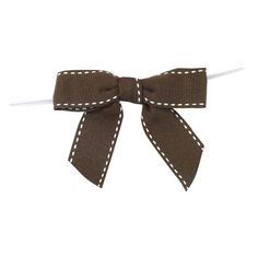 a brown bow with white stitching on it