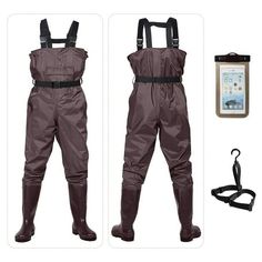 an image of a pair of waders with harnesses attached to the legs and feet