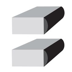 two black and white rectangular objects on a white background, each with different color variations