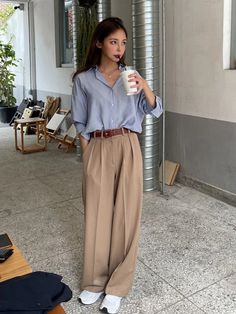 DAZY Button Up Drop Shoulder Shirt | SHEIN USA Corporate Girl, Drop Shoulder Shirt, Office Casual Outfit, Corporate Fashion, Stylish Work Attire, Office Outfits Women, Shein Outfits, Trendy Fashion Outfits