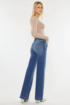 Our Pilot High Rise Flare Jeans come in with faded details and a unique flared design that's trendy and chic. Sits above the natural waistline as it lightly tapers down the thigh and begins to flare out down the leg. Made with comfort-stretch denim that retains its shape while allowing you to move with ease. Features a classic five-pocket design, single-button front, and zip-fly closure. Rise 10.75" / Inseam 34" (Size 3 / 25) 99% Cotton, 1% Spandex Model in Size 25 Light Wash Style # : KC9289L Medium Wash Style # KC9289M Stretchiness Level >> Rigid Faded Wide-leg Fitted Jeans, Fitted Wide Leg Faded Bottoms, Faded Flare Bottoms For Fall, Spring Flare Faded Jeans, Spring Faded Flare Jeans, Chic Faded Jeans For Fall, Spring Faded Fitted Flare Jeans, Chic Faded Flare Jeans For Spring, Fitted Faded Flare Jeans For Spring