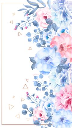 a floral background with blue, pink and white flowers