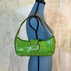 Good preowned condition. Dirty lining wear on bottom corners. See pics for measurements Green Purse, Green Bag, Anne Klein, Purse, Shoulder Bag, Green, How To Wear, Quick Saves