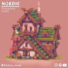 an image of a cartoon house made out of legos and bricks with the words nordic overcrow cabin on it