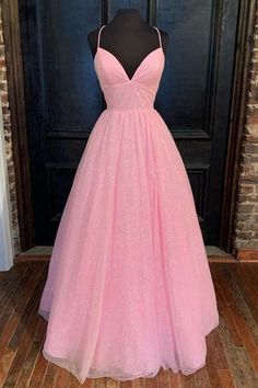 Empire Pink Shiny Tulle Long Prom Dress 2024 Prom Dress 2022, Simple Party Dress, Tulle Long Prom Dress, Pink Ball Gown, Dress 2022, Stunning Prom Dresses, Floor Length Prom Dresses, Pink Prom Dress, Pink Prom