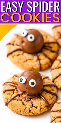 these easy spider cookies are made with chocolate and sprinkled with googly eyes