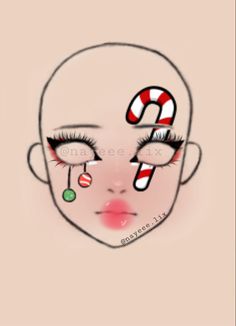 Christmas Makeup Looks Creative, Christmas Eyeliner Looks, Creative Christmas Makeup Ideas, Creative Makeup Looks Eye Art, Face Paint Ideas Aesthetic, Creative Christmas Makeup Looks, Makeup Noel, Makeup Looks Drawing, Makeup Ideas Drawing