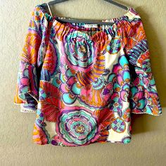 Nwot Trina Turk Pastel Color Scheme Lined Blouse. Detailing On Sleeves. Trina Signature On Lower Left Corner. Size Large But Trina Turk Runs Small So I Consider This A Medium. Never Worn. Multicolor Print Vacation Tops, Chic Multicolor Flowy Top, Colorful Cotton Tops, Cotton Blouse With Vibrant Print For Day Out, Colorful Long Sleeve Summer Tops, Flowy Vibrant Print Blouse, Pink Cotton Blouse With Vibrant Print, Vibrant Print Fitted Blouse For Vacation, Vibrant Print Blouse For Vacation