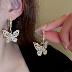 Butterfly Earrings For Women Weddings Party Jewelry Accessories. Number Earrings, Butterfly Fashion, Silver Pearl Earrings, Zircon Earrings, Wedding Party Jewelry, Pearl Set, Chain Anklet, Butterfly Earrings, Butterfly Pendant