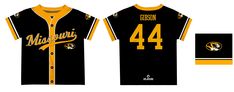 a black and yellow baseball uniform with the number 44 on it