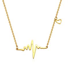 PRICES MAY VARY. Material: made of stainless steel, gilded outside, no fading, lead-free, hypoallergenic, no irritation to sensitive skin Heartbeat Necklace: the necklace designed by ECG is very suitable for doctors, nurses and medical workers. They will also like it very much Gifts: ECG necklaces are good gifts for lovers, mothers, classmates, friends and lovers Perfect medical gift: ECG necklace is the perfect gift for nurses, doctors and medical students. Ideal birthday gift, wedding annivers Heartbeat Necklace Gold, Doctor Necklace, Heartbeat Necklace, Graduate Student, Medical Gifts, Nurse Doctor, Heart Pendant Necklace, Wedding Anniversary Gifts, Necklace Designs