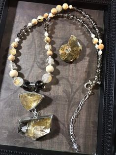 Angelic Energy, Natural Stone Beads, Gemstone Beaded Necklace, Picture Jasper, Smokey Quartz, Quartz Pendant, Positive Energy, Stone Beads, Natural Stone