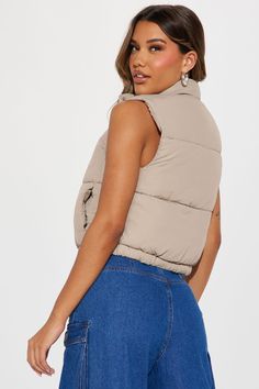 Available In Sage And Khaki. Nylon Vest Mock Neck Full Zip Button Closure Regular length Hand Pockets Sherpa Lined Shell: 100% Nylon Lining/Padding: 100% Polyester Imported | Glamping Sherpa Lined Vest in Khaki size Small by Fashion Nova Cropped Puffer Vest, Beige Puffer, Things Take Time, Good Things Take Time, Khaki Fashion, Sherpa Lined, Puffer Vest, Funnel Neck, Take Time