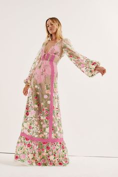 Luna Maxi Dress – For Love & Lemons For Love And Lemons Maxi Dress, Pink Sheer Maxi Dress, Ethereal Clothing, For Love And Lemons Dress, Love And Lemons Dress, Ugly Dresses, Wedding Evening Gown, Chic Evening Dress, Garden Embroidery