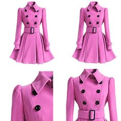 Women Wool Blend Overcoat Parka Trench Coat Double Breasted Belt Outwear Jackets | eBay Belted Long Sleeve Pea Coat For Spring, Spring Long Sleeve Belted Pea Coat, Pink Double-breasted Outerwear For Spring, Winter Outerwear With Double-breasted Button Fastening, Pink Outerwear With Lapel Collar And Double-breasted Fastening, Pink Double-breasted Winter Outerwear, Spring Outerwear With Stand Collar And Double Button Closure, Pink Single Breasted Pea Coat For Winter, Pink Double-breasted Outerwear For Fall