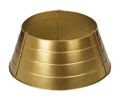 a gold metal lamp shade on a white background