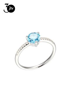 0.83ct Round Swiss Blue Topaz With 0.08ctw Round White Diamond 10k White Gold Ring. Measures Approximately 0.25"L x 0.25"W. Swiss Blue Topaz, White Gold Ring, Dream Jewelry, 10k Gold, White Gold Rings, White Diamond, Blue Topaz, Gold Ring, Topaz