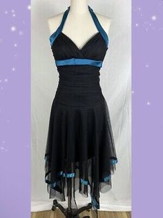 Masquerade Dress Handkerchief Hem Black Blue Size Small Goth Emo Prom Fairy Y2K