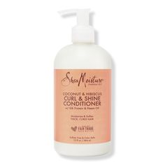 Coconut & Hibiscus Curl & Shine Conditioner -  SheaMoisture's Coconut & Hibiscus Curl & Shine Conditioner for thick, curly hair restores moisture, detangles and smoothes dry hair cuticles. Helps tame frizz as it defines and enhances natural curls.  - Coconut & Hibiscus Curl & Shine Conditioner Bouncy Waves, Coconut Hibiscus, Enhance Natural Curls, Hair Fair, Dry Brittle Hair, Jamaican Black Castor Oil, Homemade Hair Products, Black Castor Oil, Neem Oil