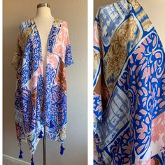 Absolutely Stunning Kimono, Duster, Cover Brand: Do Everything In Love For Francesca’s Collections New With Tags In Perfect Unworn Condition, No Flaws! Beautiful Print And Cute Tassels Fits S-L Great For Sunmer Blue Floral Print Outerwear For Vacation, Blue Printed Outerwear For Spring, Pink Long Sleeve Outerwear For Vacation, Pink Bohemian Outerwear For The Beach, Bohemian Pink Outerwear For The Beach, Bohemian Pink Outerwear For Beach, Pink Bohemian Outerwear For Beach, Casual One Size Pink Kimono, Blue Floral Print Summer Outerwear