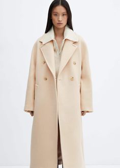 Lapel manteco wool coat -  Women | Mango USA Asos Coat Women, Monki Coat, Oversized Blazers, Oversized Wool Coat, Sequin Dress Short, My Wish List, Parka Women, Plain Outfits, Wool Overcoat