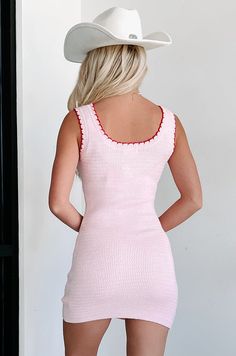 49% VISCOSE, 28% POLYESTER, 23% NYLON Model Wearing Size Small Color: Pink, Red Lightweight Sweater Knit Scoop Neckline Contrasting Scalloped Trim Bodycon Fit Mini Length Dress Has Stretch 26.5" Armpit To Hemline For Model Size Specs Please Check Size Charts Launched: 4/21/24 Pink Fitted V-neck Sweater Dress, Pink Ribbed Sweater Dress, Pink Ribbed Sleeveless Mini Dress, Pink Ribbed Casual Bodycon Dress, Pink Ribbed V-neck Mini Dress, Pink Sleeveless Ribbed Mini Dress, Casual Pink Ribbed Bodycon Dress, Pink Stretch Sweater Dress, Pink Sleeveless Knit Mini Dress