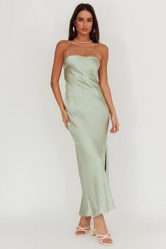 Pastel Green Satin Dress, Prom Slip Dress With Tie Back In Maxi Length, Brunch Lace-up Back Maxi Dress, Chic Maxi Dress With Ruched Back For Bridesmaid, Brunch Maxi Dress With Lace-up Back, Maxi Dress With Lace-up Back For Brunch, Maxi Length Dresses With Lace-up Back For Brunch, Spring Backless Lace-up Maxi Dress, Spring Backless Maxi Dress With Lace-up Back