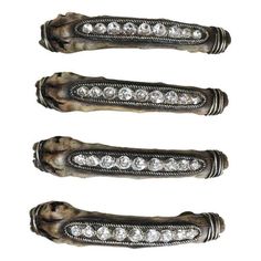 three antique style hair clips with crystal stones