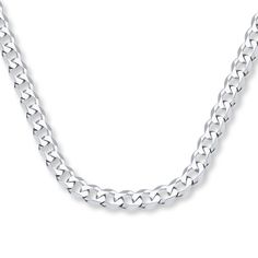 Stylish yet casual, this 20-inch curb chain for him lends a finishing touch to any outfit. Crafted of 14K white gold, the necklace secures with a lobster clasp. Male Accessories, Jewelry Beauty, Diamond Chain Necklace, Jewelry Education, Mens Gold Jewelry, Jewelry Advice, Curb Chain Necklace, Jared The Galleria Of Jewelry, Gold Chains For Men