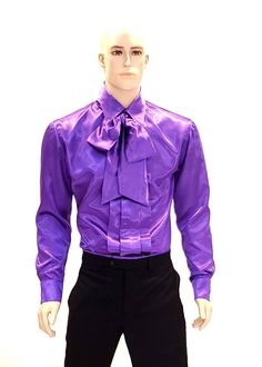 Designer Fitted Shirt With Button Cuffs, Fitted Purple Business Shirt, Semi-formal Fitted Shirt With Buttons, Purple Long Sleeve Dress Shirt With Buttons, Fitted Semi-formal Shirt With Buttons, Elegant Purple Top For Semi-formal Occasions, Formal Purple Shirt With Spread Collar, Purple Spread Collar Shirt For Formal Occasions, Fitted Shirt With Button Closure And Lapel Collar