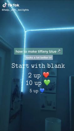 a blue room with hearts on the wall and text that reads, how to make tiffany blue? looks a lot better if it's 2 up