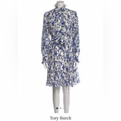 Tory Burch Blue & White Dress Blue White Dress, Tory Burch Dress, Blue And White Dress, Tory Burch, Colorful Dresses, Blue White, White Dress, Color Blue, Midi Dress