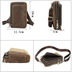 Introducing our Elegant Crazy Horse Leather Men's Crossbody Bag, crafted with genuine leather and featuring a flap shape for a sophisticated look. With a soft texture and solid pattern, this bag is both stylish and functional, offering multiple interior pockets and a key chain holder. Upgrade your accessory game with this timeless piece. Shop now and elevate your style. Portable Brown Leather Belt Bag, Brown Mobile Phone Chest Bag For Everyday Carry, Brown Chest Bag For Everyday Carry With Phone Pocket, Brown Rectangular Chest Bag For Everyday Carry, Rectangular Brown Chest Bag For Everyday Carry, Business Brown Belt Bag With Mobile Phone Holder, Brown Belt Bag With Mobile Phone Pocket For Business, Rectangular Brown Belt Bag, Brown Rectangular Belt Bag