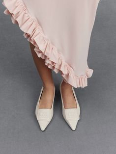 Effortlessly chic, these flats will get lots of wear because you will want to reach for them all the time. The classic pointed-toed silhouette exudes a timeless charm, especially when paired with tabs that bear the CHARLES & KEITH emblem. With its clean white finish, its sleek design will go well with most outfits while looking polished. Elevated on subtle low block heels, they are a truly elegant pair. Size Chart For Kids, Sheep Leather, Charles Keith, Low Block Heels, Pointed Toe Flats, White Flats, Belt Size, Leather Material, White Leather