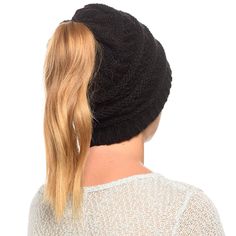 YOU GET PONYTAIL CROCHET BEANIE HATS - Picked randomly from assorted pack. Perfect for pulling your messy bun or a high ponytail on brisk days. Thick knitting design keeps you warm in the colder days even for outdoor sports, fitness, hunting, running or skiing etc. Also suitable for man buns. Material: 100% Acrylic. Size: One Size. Dimensions: 9.5" x 8.5" (Approx). Ponytail Knit Hat, Ponytail Crochet, Crochet Beanie Hats, Ponytail High, Messy Bun Ponytail, Bun Ponytail, Bun Beanie, Chunky Beanie, Ponytail Beanie