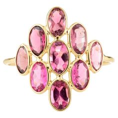 This Handmade Oval Cut Tourmaline Cluster Ring in 18K Gold featuring natural tourmaline of 0.4 carats. The gorgeous handcrafted ring goes with every style. Tourmaline is a stone of love, compassion and emotional healing. Designed with cluster of oval cut tourmaline set in bezel setting that makes it a perfect fit to wear it on your occasion or style it with any of your basic outfit to give it a glam. This is a perfect Handmade Jewelry, Bridal Shower Gift, Valentine Gift, Gift For Sister, Mother October Birthstone Rings, Bff Gift, Mother Daughter Gifts, Gold Gemstone Ring, Gift Valentine, Gift For Sister, Jewelry Bridal, Bff Gifts, Handcrafted Rings