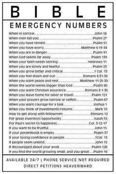 the bible emergency numbers page on an iphone