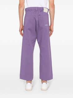 Find SOCIETE ANONYME Giant Straight-leg Trousers on Editorialist. amaranth purple cotton twill weave straight leg belt loops classic five pockets logo patch to the rear embroidered logo to the rear front button and zip fastening drawstring fastening When buying this unisex item, keep in mind that it is graded in standard men's sizing. Purple Relaxed Fit Straight Bottoms, Purple Relaxed Fit Straight Pants, Purple Wide Leg Bottoms For Streetwear, Purple Relaxed Fit Trousers, Purple Straight Leg Pants For Streetwear, Purple Straight Leg Pants With Elastic Waistband, Purple Tapered Leg Bottoms For Spring, Purple Relaxed Fit Pants For Work, Purple Relaxed Fit Bottoms For Work