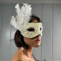 Custom Ice Masquerade Mask Halloween Solid Pre-Formed Base Color: White Embellished With Acrylic Ice Pick Branches, Acrylic Beads & Glitter Plaster Mask, Winter Face Mask, Ice Pick, Mask White, Halloween Color, Hydrating Face Mask, Winter Face, Repair Mask, Face Sheet Mask