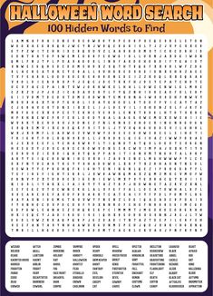 the halloween word search is shown with words to find and place them on top of each other