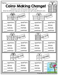 the worksheet for making change with pictures and words to help students learn how to make