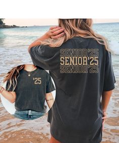 Senior '25 T-Shirt. Perfect Gift for Senior Graduating in 2025. 100% cotton >> Please check size charts before ordering! PRODUCT DETAILS       * Our products are unisex       * If you would like a tighter fit, please order one size down for shirts. For Comfort Colors, order 2 sizes up for T-shirt Dress.       * For Gildan Sweatshirts and Hoodies, sizing runs true to fit. Order up for oversized look.      * Follow care instructions      * Color tones may appear slightly different due to variations in computer/phone screen resolutions. HOW TO ORDER * Choose Color and Size from the dropdown menu and add to cart. Be sure to check size and color charts before making your selection >> Products are expected to arrive in 5-10 business days >> Returns & Exchanges are not accepted.  *We reserve the College Graduation Trip Shirts, Graphic Tee With Crew Neck For College Events, Text Print Crew Neck Top For College Events, Graphic Tee Tops For College Events, Text Print Short Sleeve Tops For College Events, Short Sleeve Tops With Text Print For College Events, Senior 25, College Grad Gifts, High School Graduation Gifts