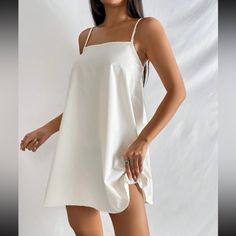 Brand New Never Worn! Mini Dress Flowy, Cami Mini Dress, White Cami, Beach Color, Dress Flowy, Mini Cami Dress, Dress Beach, Beach Dresses, Shift Dress