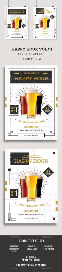 a set of three banners with beer glasses on them