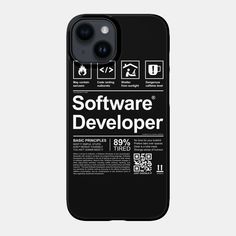 an iphone case with the text software developed on it's back cover, and instructions for