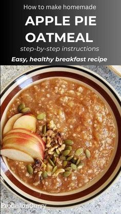 an apple pie oatmeal recipe in a bowl