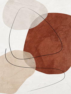 an abstract painting with brown and white shapes